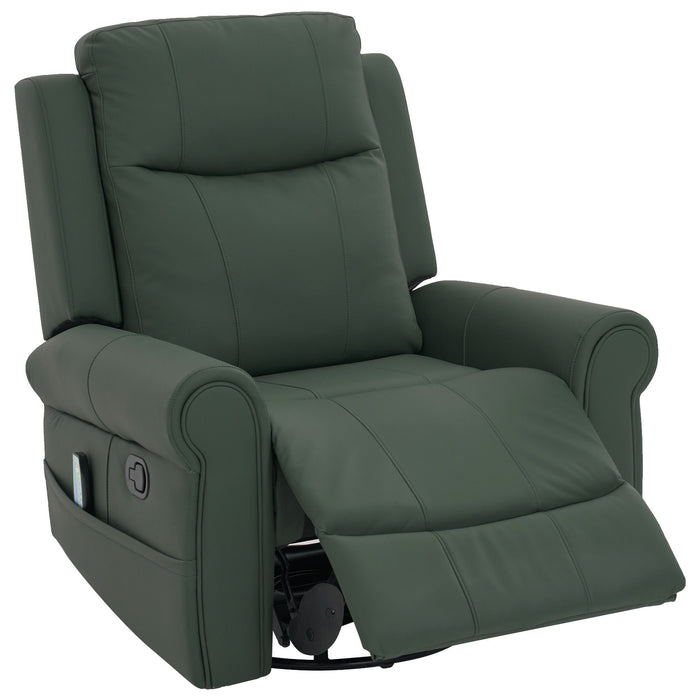 Manual Recliner Chair With 270 Degree Swivel, Massage & Heating, Dual Reclining Positions
