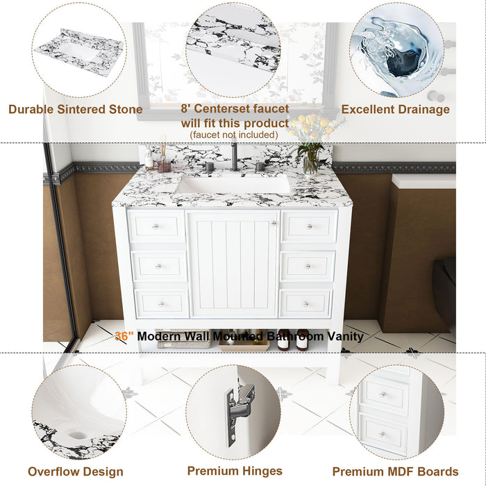 Bathroom Vanity Set With 3 Drawers And Storage Cabinet - White