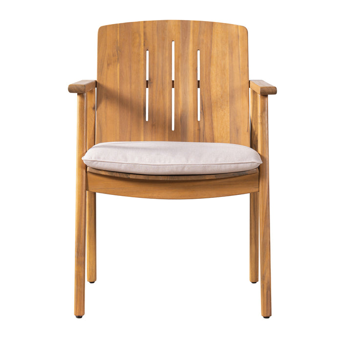 Outdoor Dining Chairs (Set of 2) - Beige / Teak