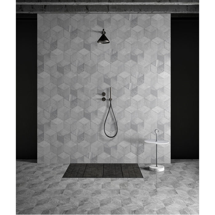 Hexagon Natural Stone Marble Tile, 3D Fluted (Set of 12)