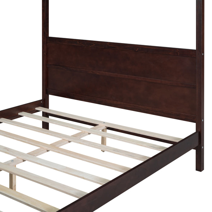 Canopy Platform Bed With Headboard And Footboard, Slat Support Leg