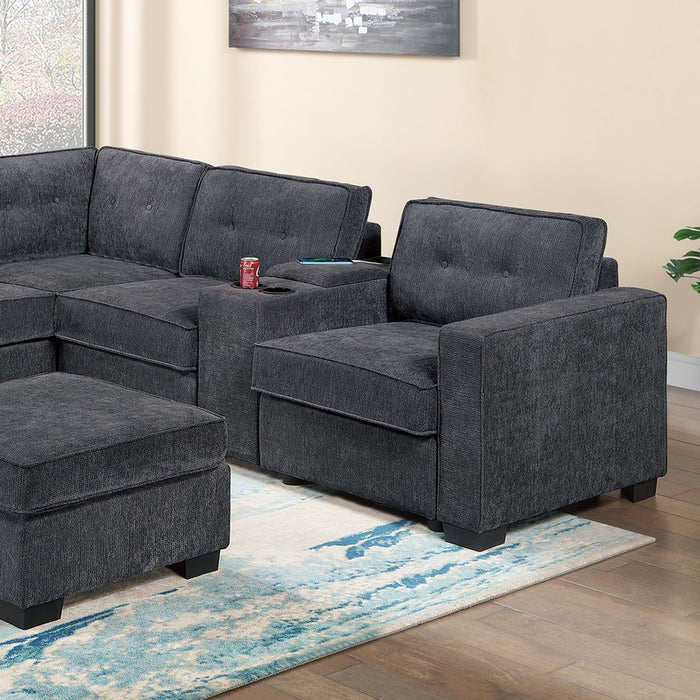 Sectional Set With Reversible Loveseat, USB Console, Corner Wedge & Ottoman