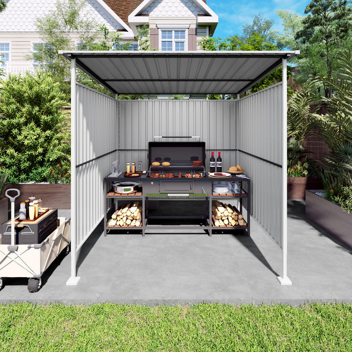 Outdoor Pergola, Bike Storage Shed, Grill Gazebo For Patio - Gray