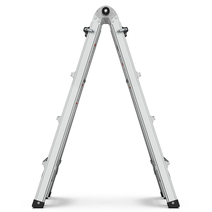 Multi-Position Foldable Aluminum Ladder, A-Frame And Straight Ladder, Ansi 250Lbs - Gray