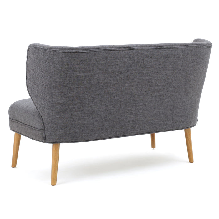 Elegant Classic Upholstered Loveseat With Curved Backrest