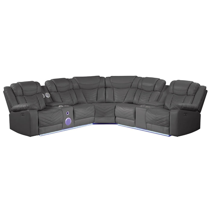 Challenger - Recliner Sectional Sofa, Built In USB, C Ports & Bluetooth