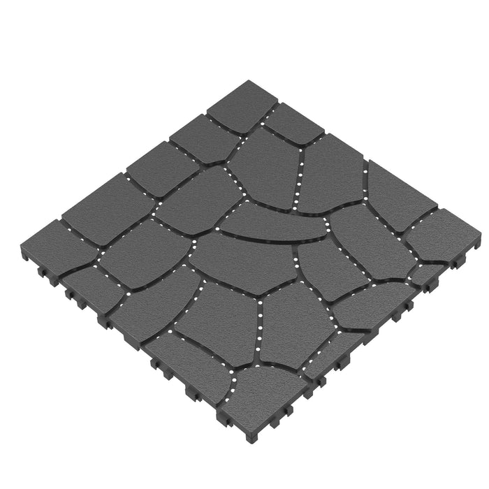 Stone Texture Patio Deck Tiles, 44 Pieces