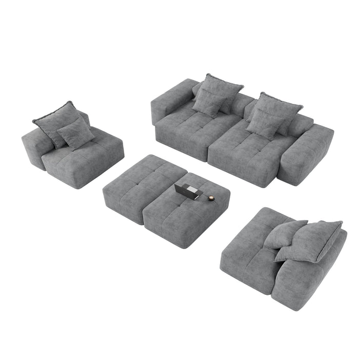 Modern Oversized, Modular Sectional Sofa With Pillows