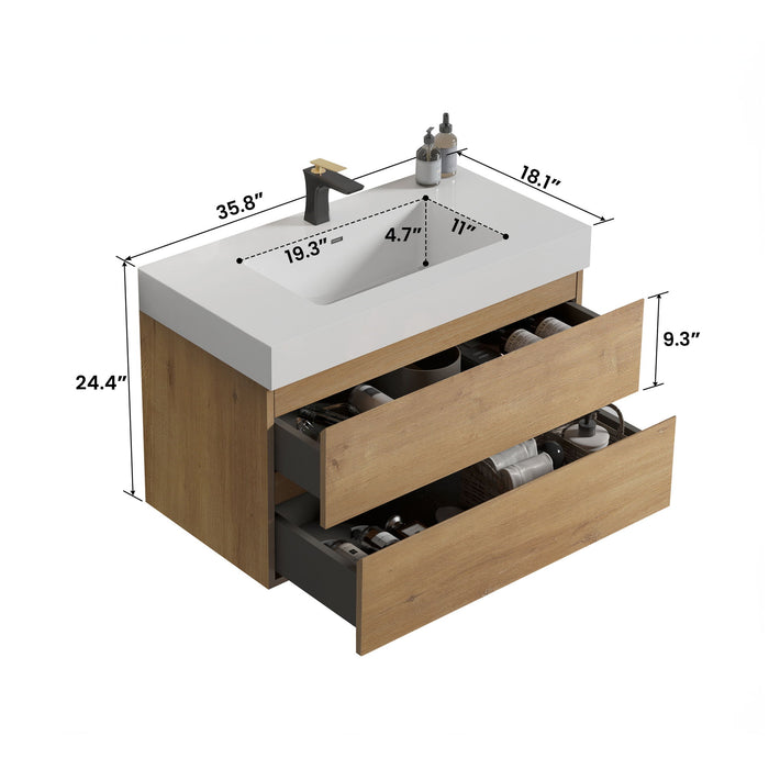 Alice - Bathroom Vanity With Sink, Large Storage Wall Mounted Floating Bathroom Vanity For Modern Bathroom