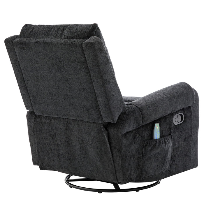 Manual Recliner Massage Chair With Swivel Rocker, 8 Massage Modes, Side Storage Pocket