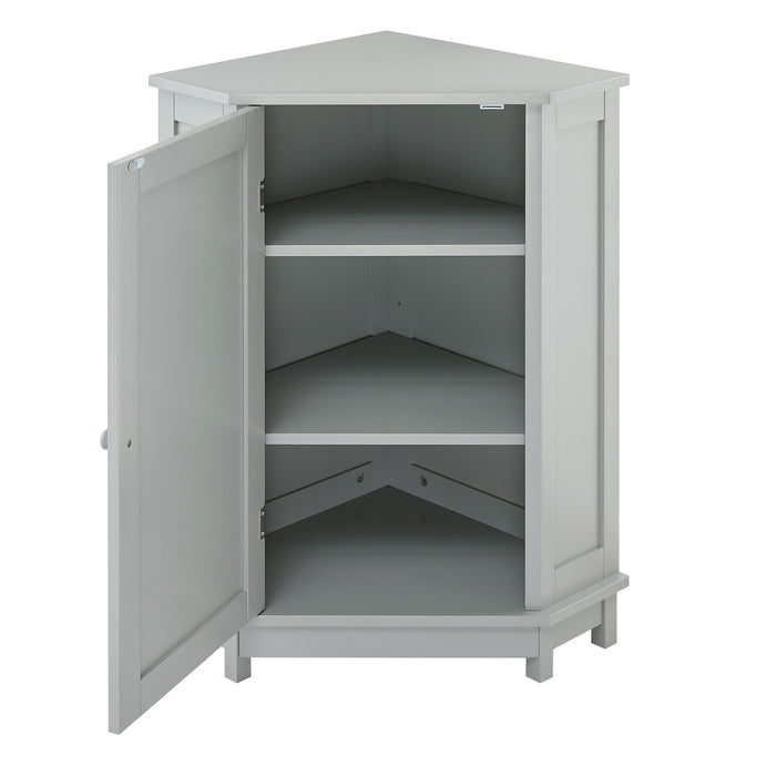 Triangle Corner Bathroom Cabinet With Adjustable Shelf, Storage Unit - Gray