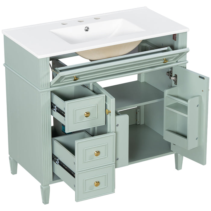 Bathroom Vanity With Sink, 3 Drawers & 2 Doors
