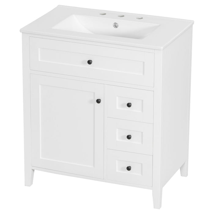 Bathroom Vanity With Sink, 3 Drawers And Adjustable Shelf
