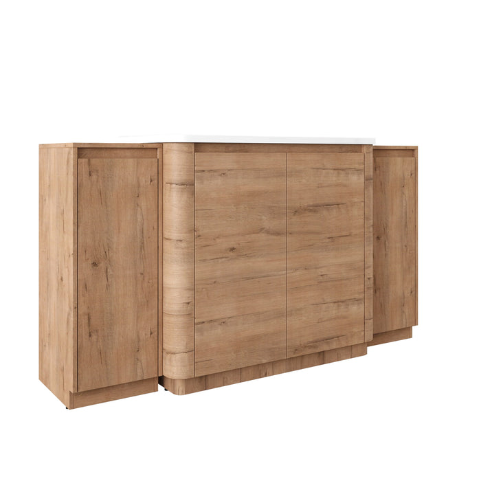 Freestanding Bathroom Vanity With Sink, 2 Small Storage Cabinets, Soft Close Doors