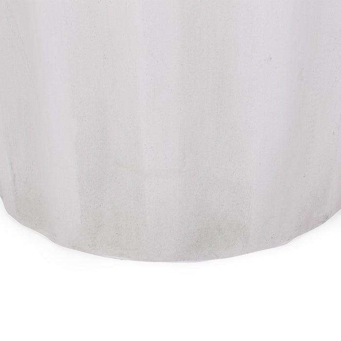 Outdoor End Table With Soft Wave Edge - Antique White