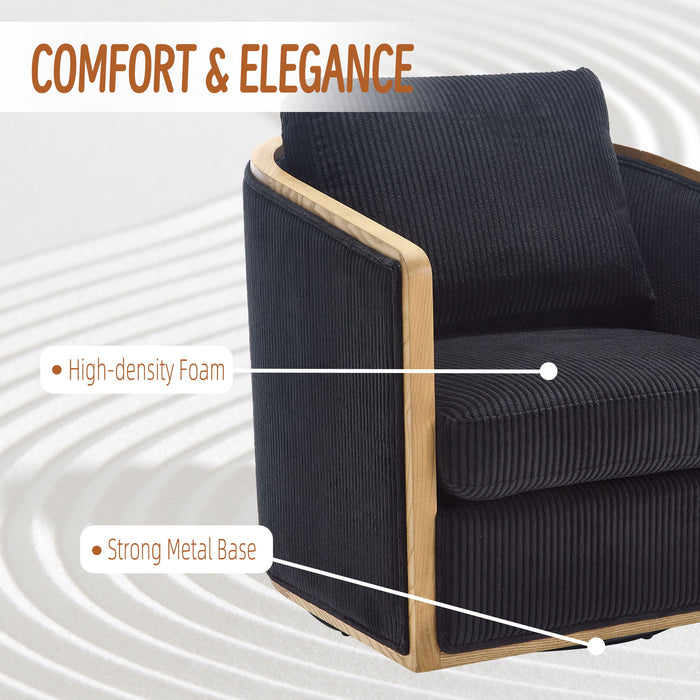Corduroy Barrel Chair, 360 Degree Swivel