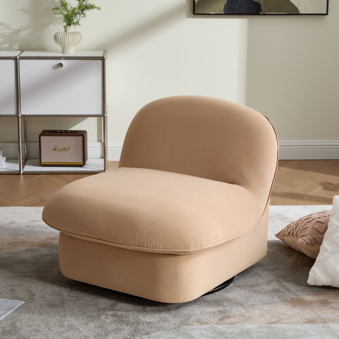 Pumpkin Shaped Swivel Accent Chair, 360 Degree Rotation For Living Room