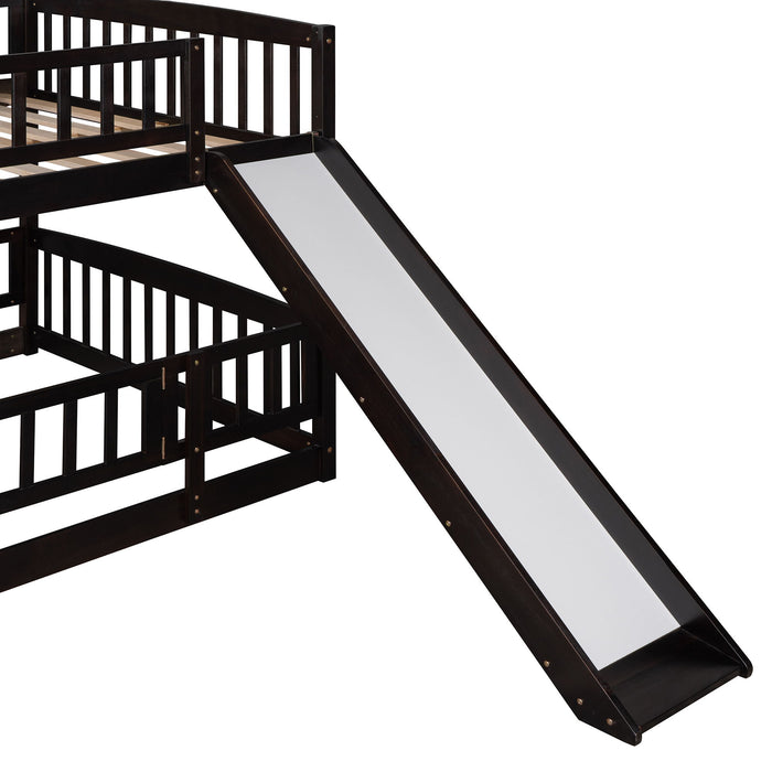 Low Bunk Bed With Slide, Fence And Ladder
