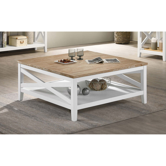 Evanston - Square Coffee Table With Shelf - White