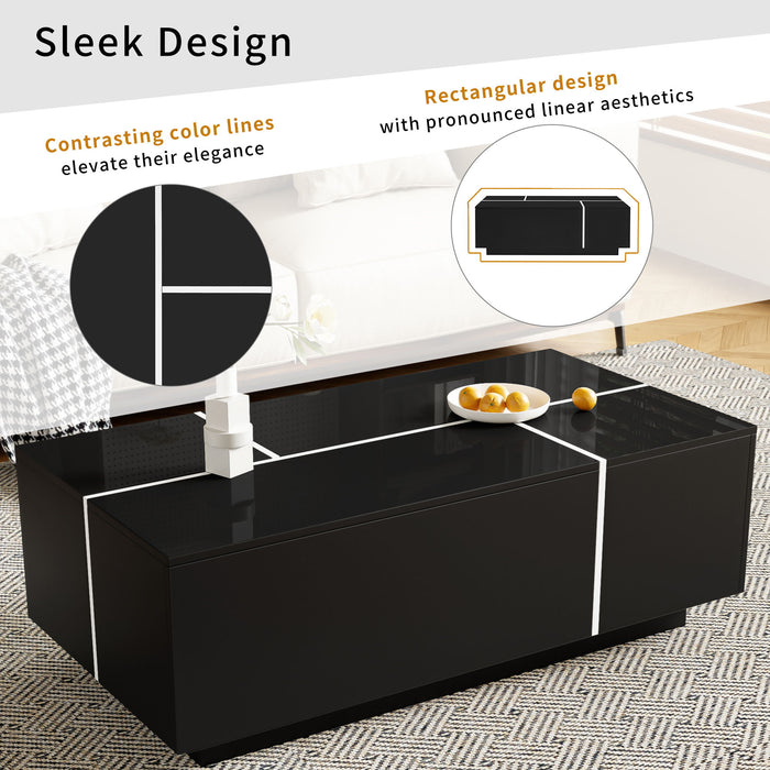 Extendable Coffee Table With 2 Hidden Storage Space And 2 Drawers For Living Room