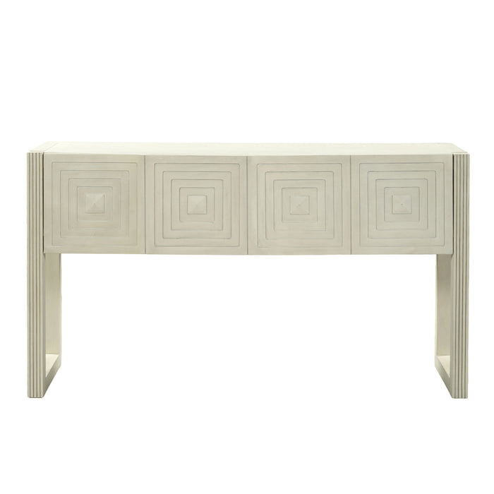 Geometric Carved Console Table With 3 Soft Close Drawers