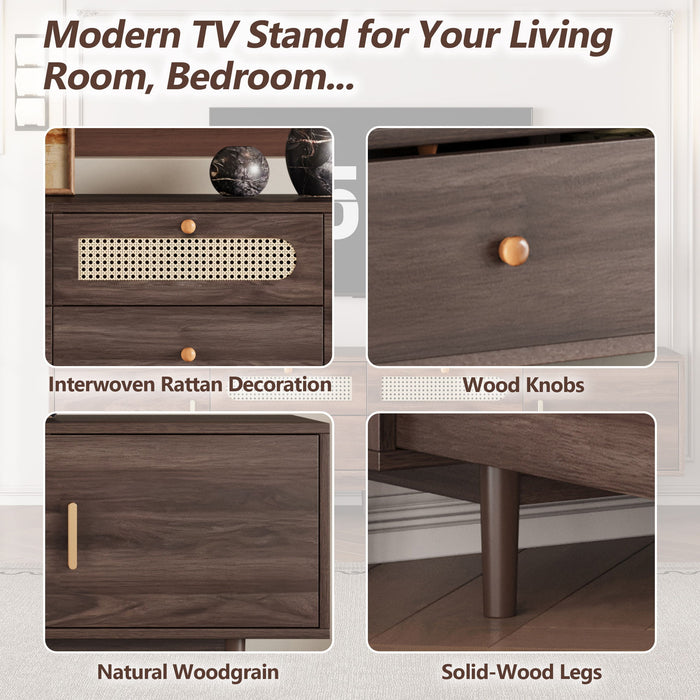 TV Stand With Drawers, Accent Entertainment Center For Living Room - Dark Brown