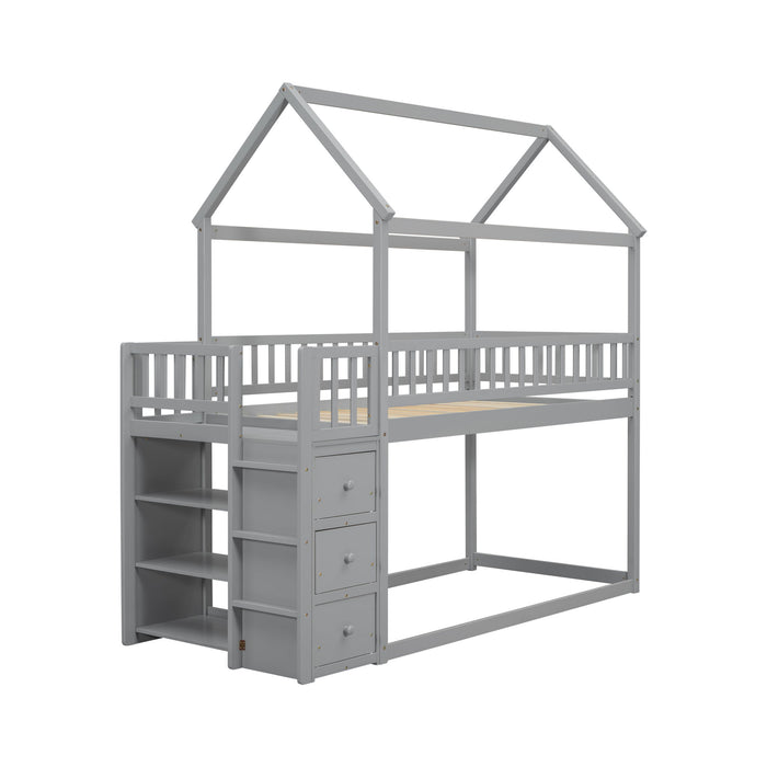 Bunk Bed With Shelves And Drawers, Storage Focused Design