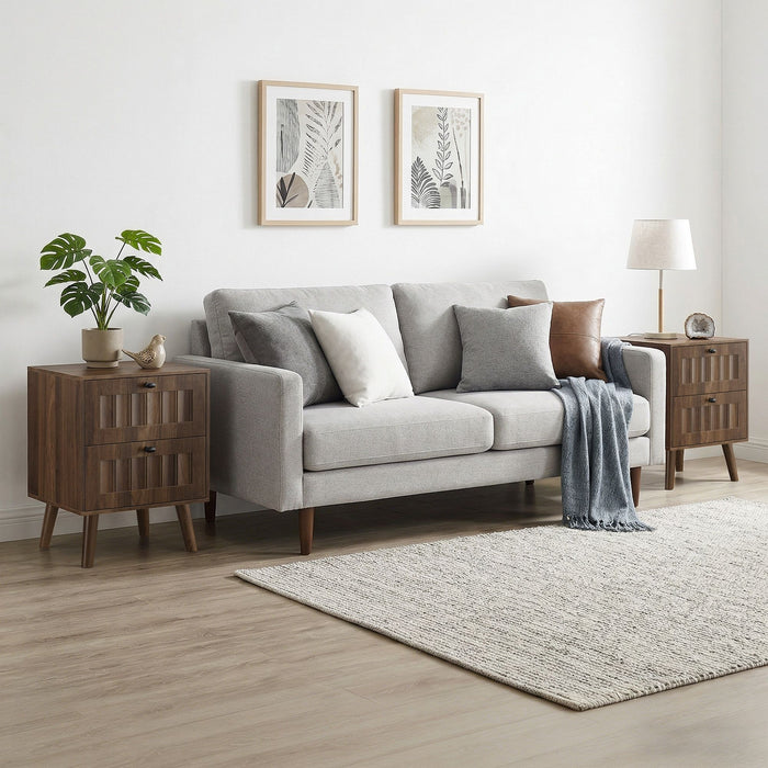 Double Drawer Bedside Table (Set of 2) - Walnut