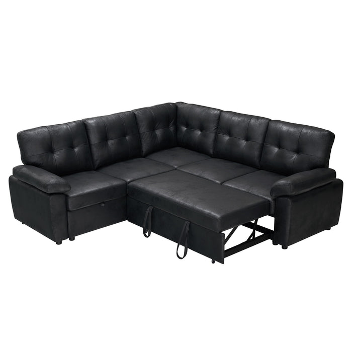 Convertible Sectional Sofa Bed With Pull Out Sleeper And Storage