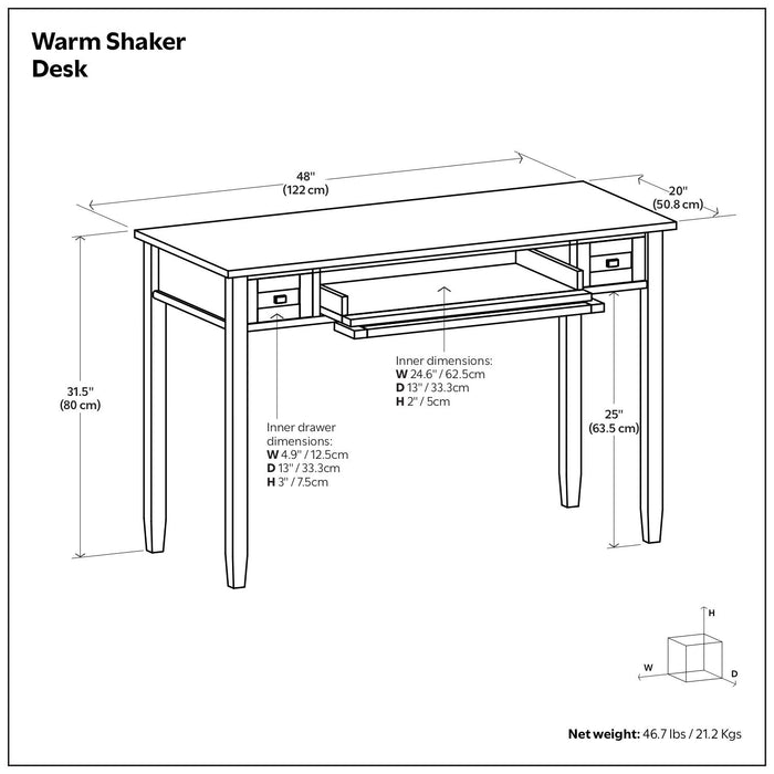Warm Shaker - Writing Desk With Drawers - Black