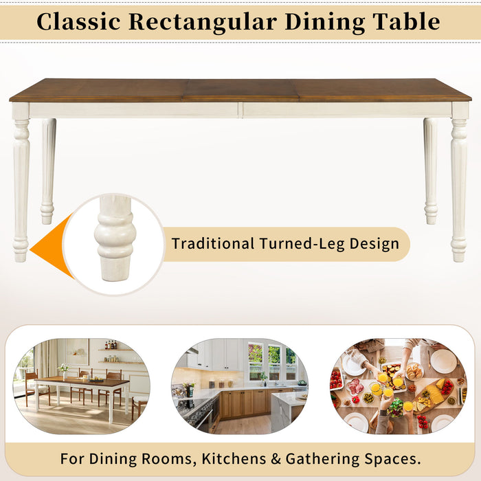 Rectangular Dining Table With Framed Top And Turned Legs - Natural