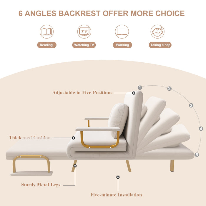 5 In 1 Folding Sofa Bed With 5 Position Adjustable Backrest