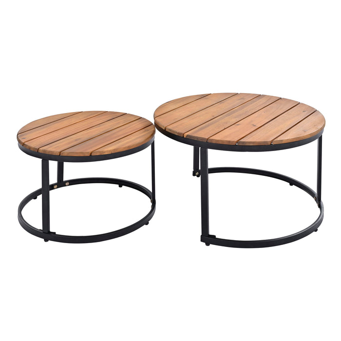 Modern Outdoor Sectional Sofa Set With Nesting Coffee Tables