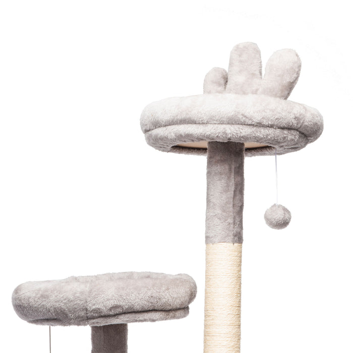 Cactus Cat Tree With Transparent Capsule, Sisal Scratching Posts - Gray