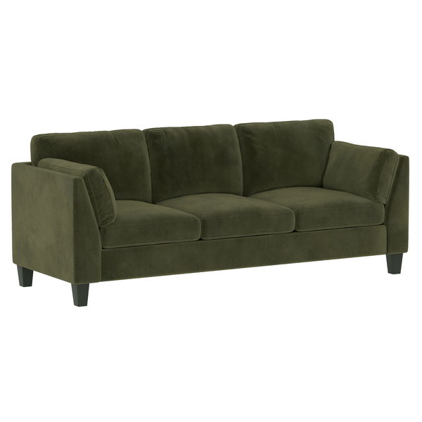 Elsbury - 84" Sofa With Modern Lines, Comfortable Upholstery, And Wood Legs - Moss Green