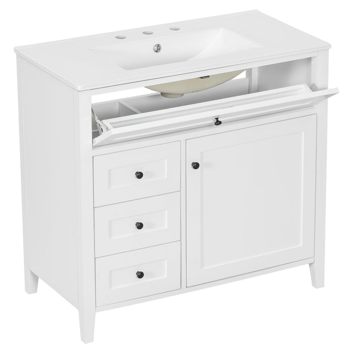 Bathroom Vanity With Sink, 3 Drawers & Cabinet With Adjustable Shelves