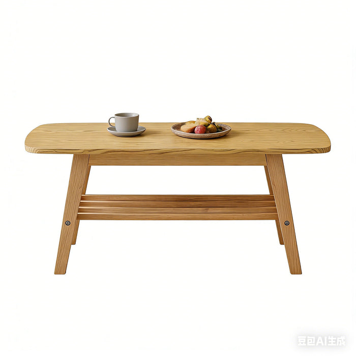 Coffee Table With Double Layer Storage For Living Rooms - Wood