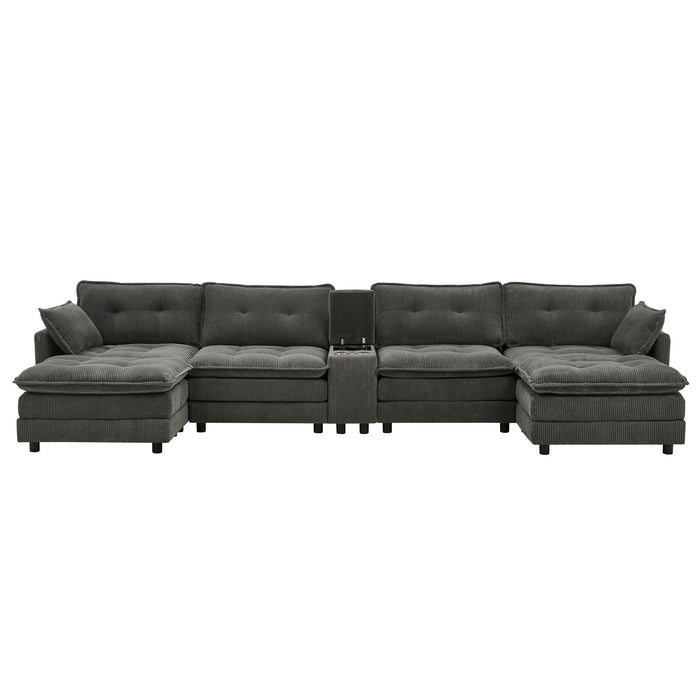 Oversized Modular Sectional Sofa With Multi Functional Console