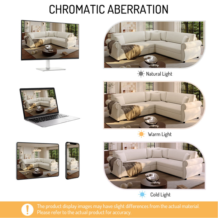 L-Shaped Sofa Couch With Pull-Out Bed