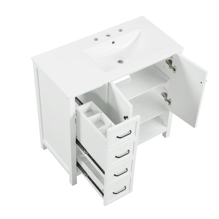 Bathroom Vanity With Sink Top, Bathroom Vanity Cabinet With 2 Doors And 2 Drawers, Open Shelf