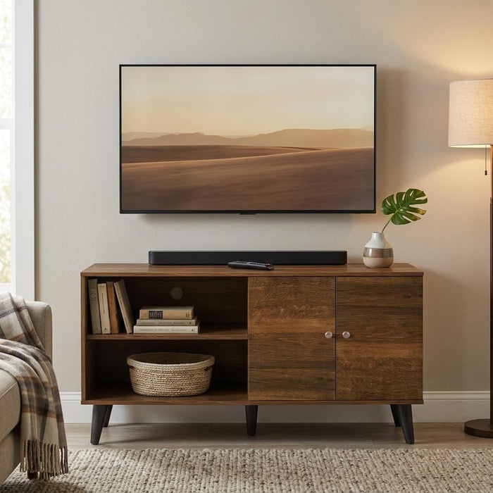 Amidon - TV Stand, With 2 Storage Shelves And 1 Cabinet