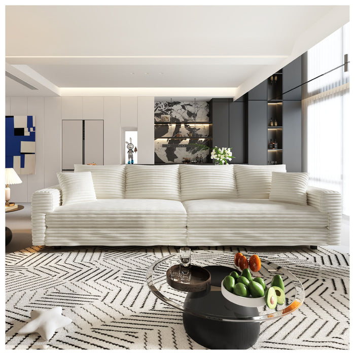 Deep Seat Convertible Sofa With Soft Pillows And Ottomans