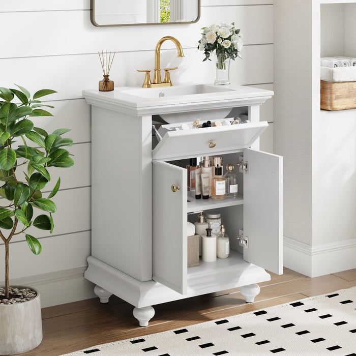 Modern Bathroom Vanity With Tip-Out Drawer And Soft-Close Hinges