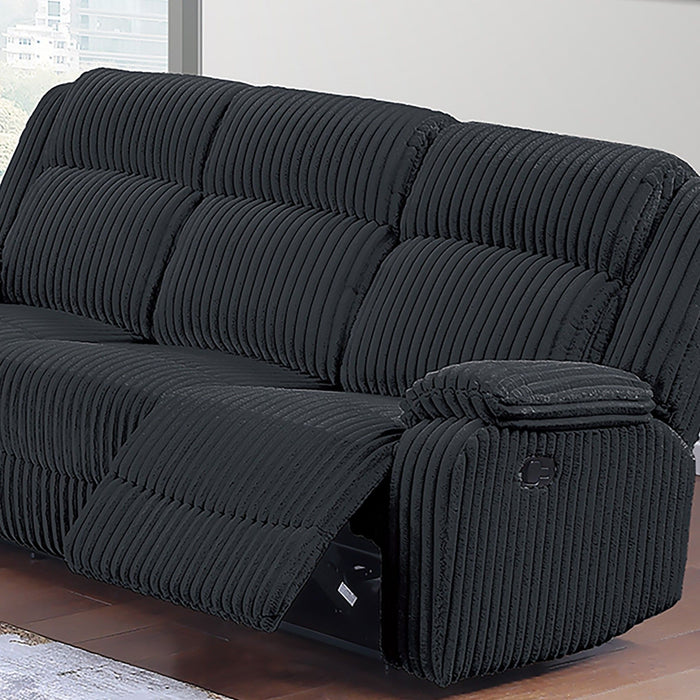 Motion Reclining Sofa With Seat And Adjustable Footrests For Living Room - Black