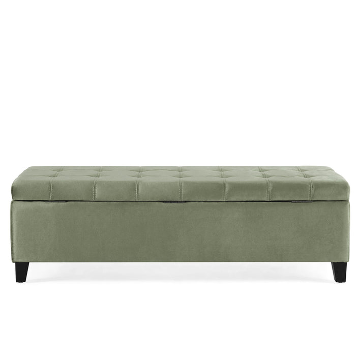Wendover - Elegant Velvet Tufted Storage Bench With Lift-Up Top And Birch Wood Legs