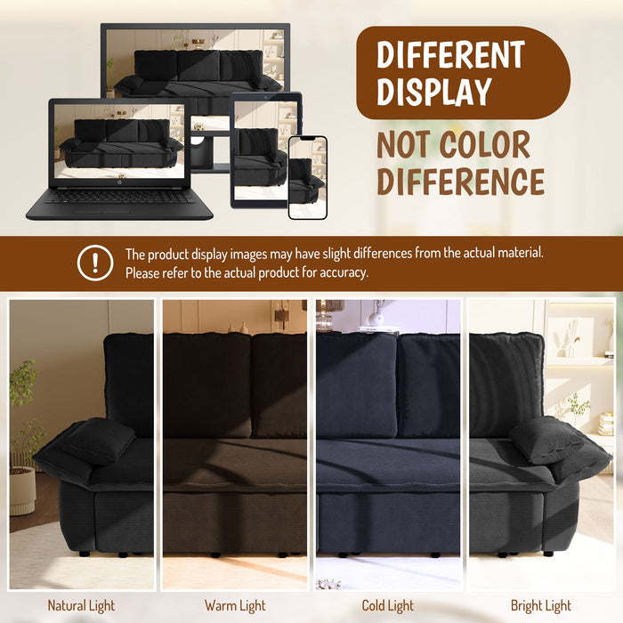 King Size Pull Out Sofa Bed, 3 In 1 Convertible Multifunctional