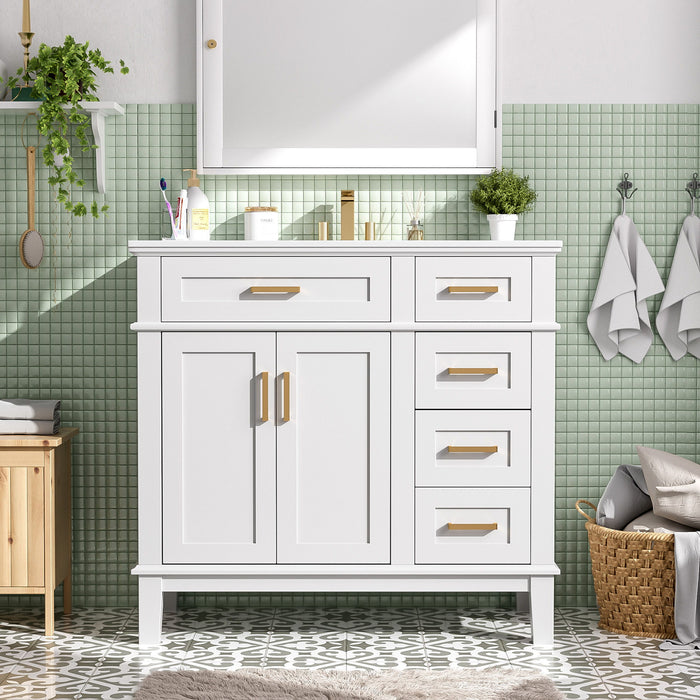 Modern Bathroom Vanity With Ceramic Sink, Soft Close Storage Cabinet