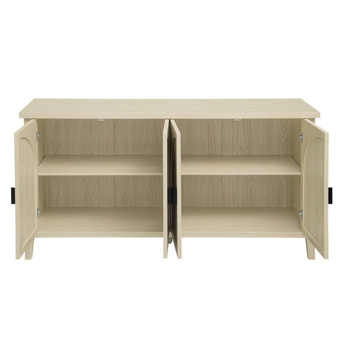 Rattan 4 Door Cabinet, Suitable For Bedroom - Natural