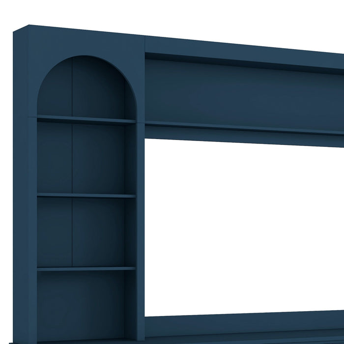 Arched Entertainment Center Wall Unit With Drawers, TV Stand