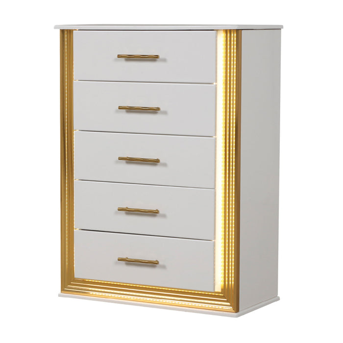 Obsession - 5 Drawer LED Chest - White